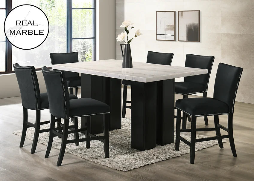 D1236 Valentino Black 7pcs Dining Set (6 Chairs and Table)
