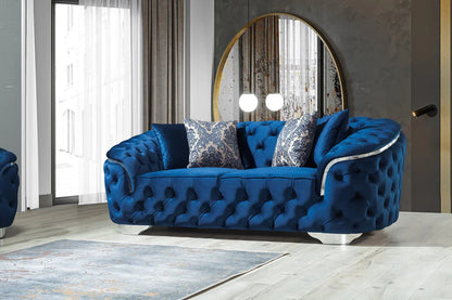 Lupino Blue Velvet Sofa & Loveseat