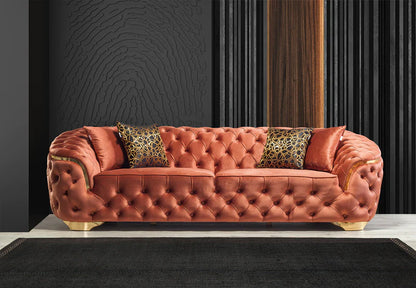 Lupino Orange Velvet Sofa & Loveseat