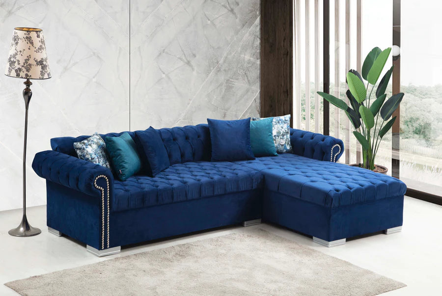 Icarus L Double Chase Sectional Velvet Upholstery