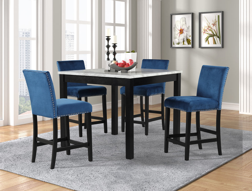 Dior - Blue Pub Table + 4 Chair Set