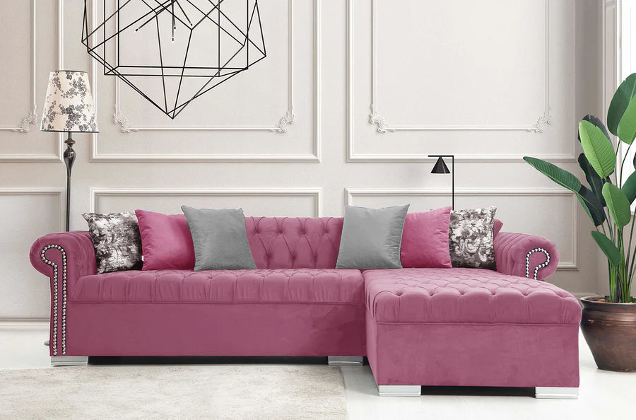 Icarus L Double Chase Sectional Velvet Upholstery